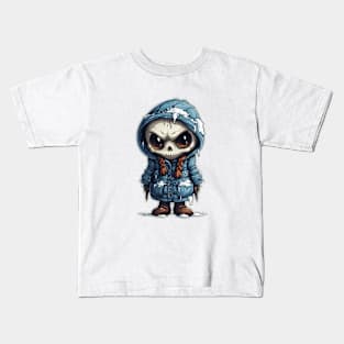 A figure of a ghostly girl in a halloween mask ! Kids T-Shirt